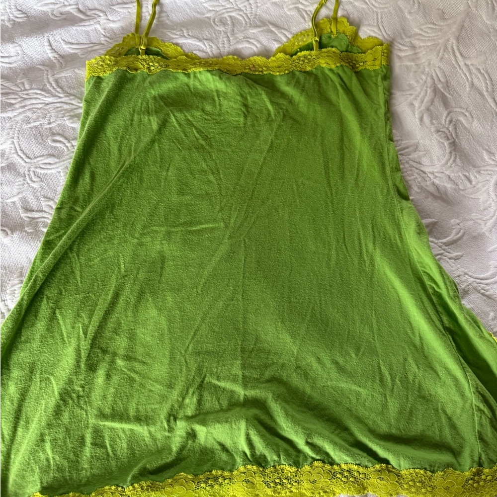 Vintage Victoria’s Secret PINK Cami Y2K Green Lime Size Medium Large Beaded - Picture 6 of 6